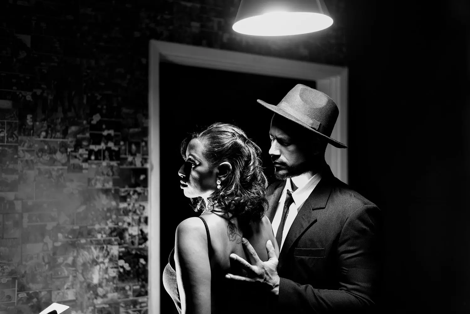 Well-dressed figure in an elegant night setting